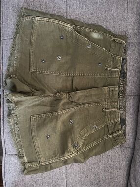 American Eagle Outfitters Olive Green Embellished Jean Shorts